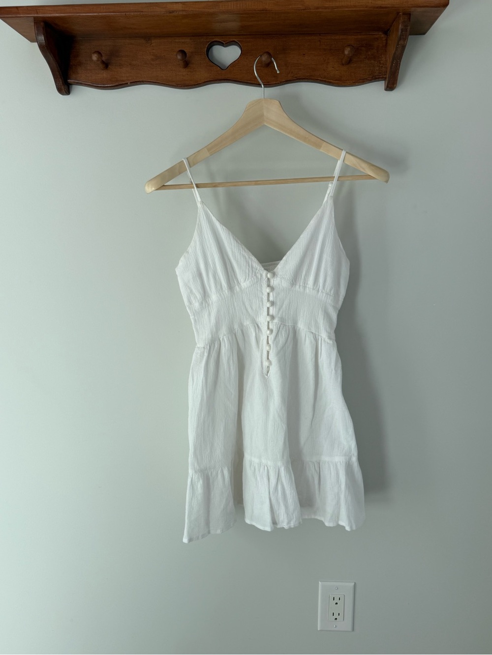 Princess Polly White V-Neck Button-Front Slip Dress 100% Cotton